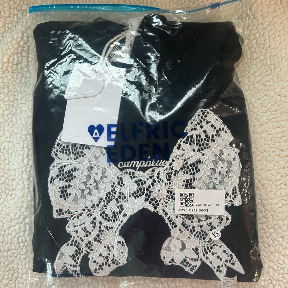 Aelfric Eden Black Top with White Lace Trim